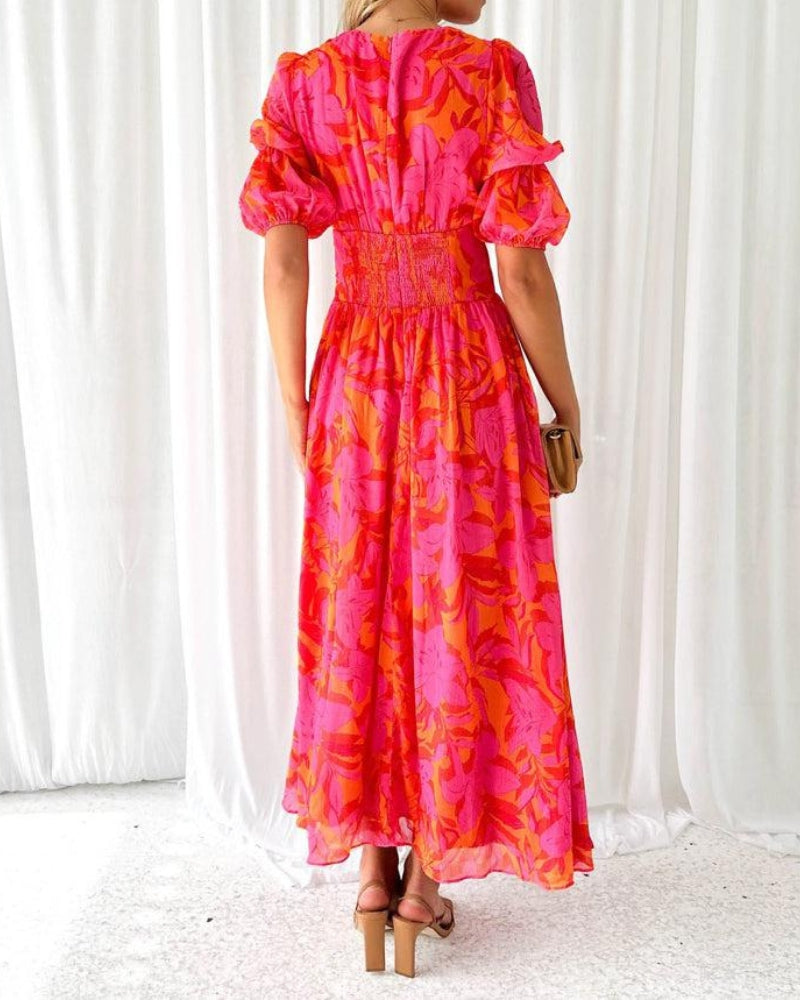 Alessandra | Maxi vestito rosso-rosa