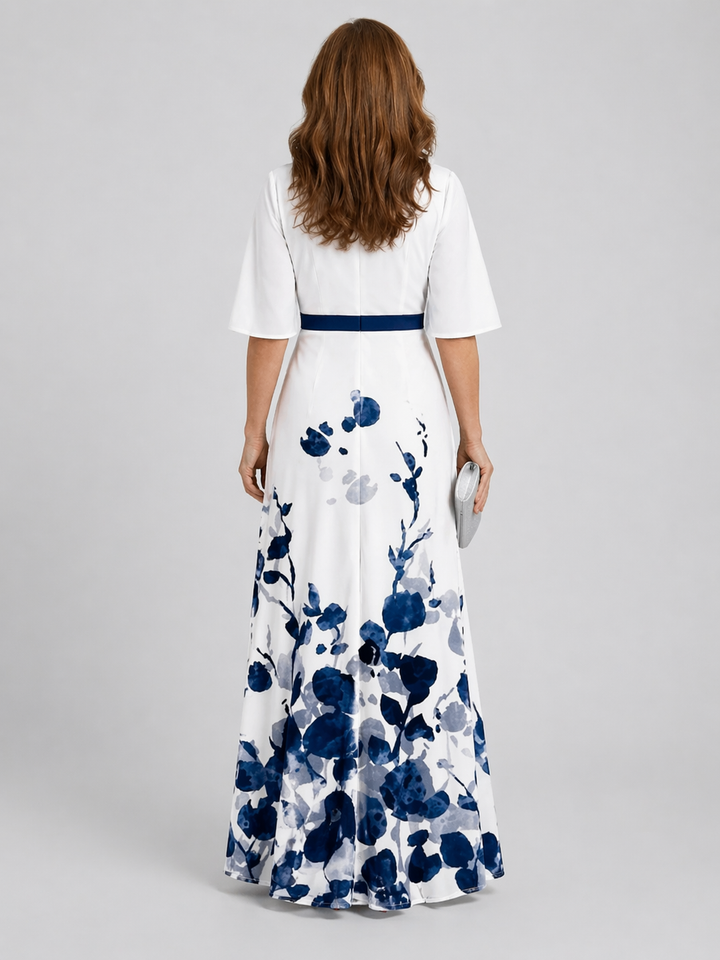 Beatrice | Abito lungo fluido floreale con scollo a halter