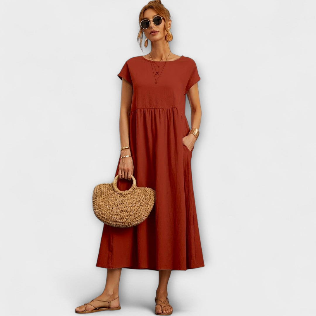 Magnolia | Vestito midi con tasche e taglio rilassato