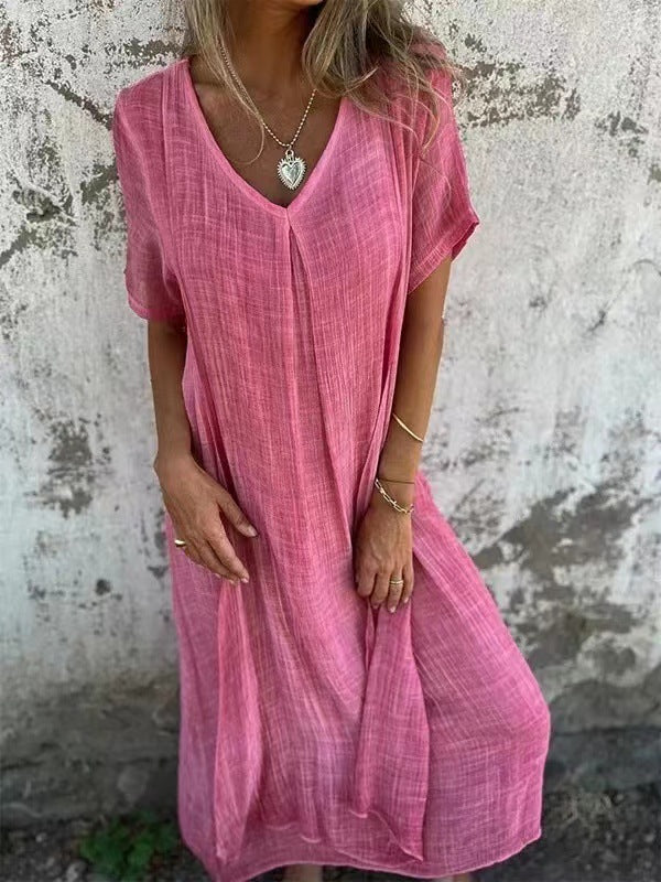Naia | Abito leggero in cotone e lino con scollo a V