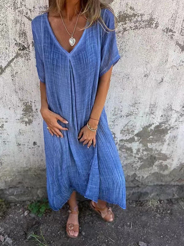 Naia | Abito leggero in cotone e lino con scollo a V