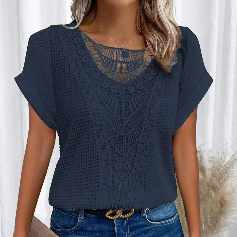 Ella | T-shirt in tessuto a waffle