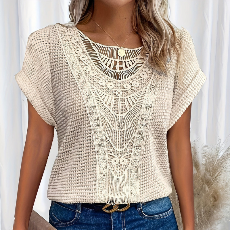 Ella | T-shirt in tessuto a waffle