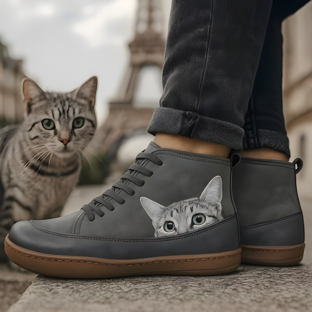 Léonie | Sneakers alte ludiche con motivo gatto