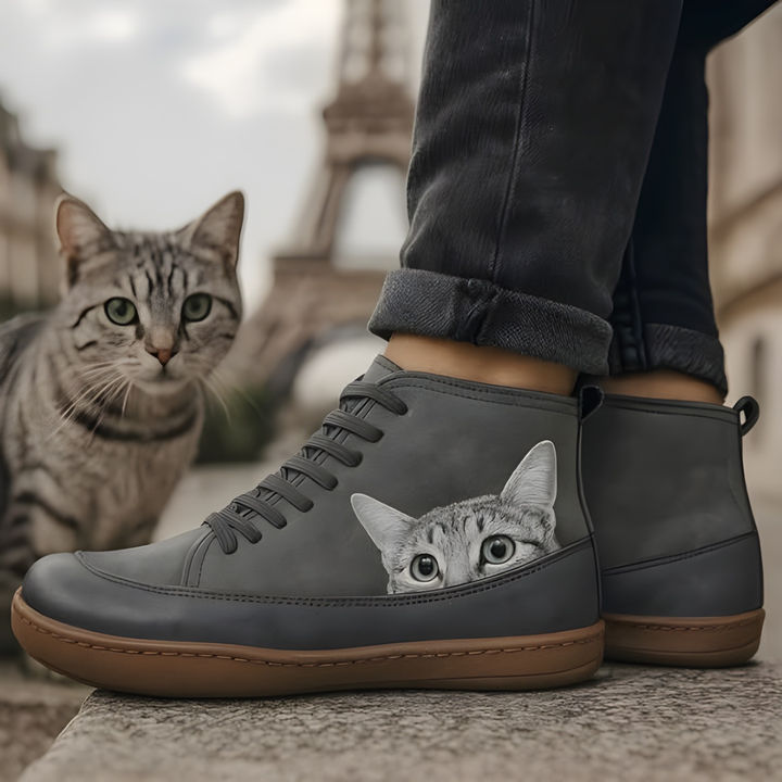 Léonie | Sneakers alte ludiche con motivo gatto