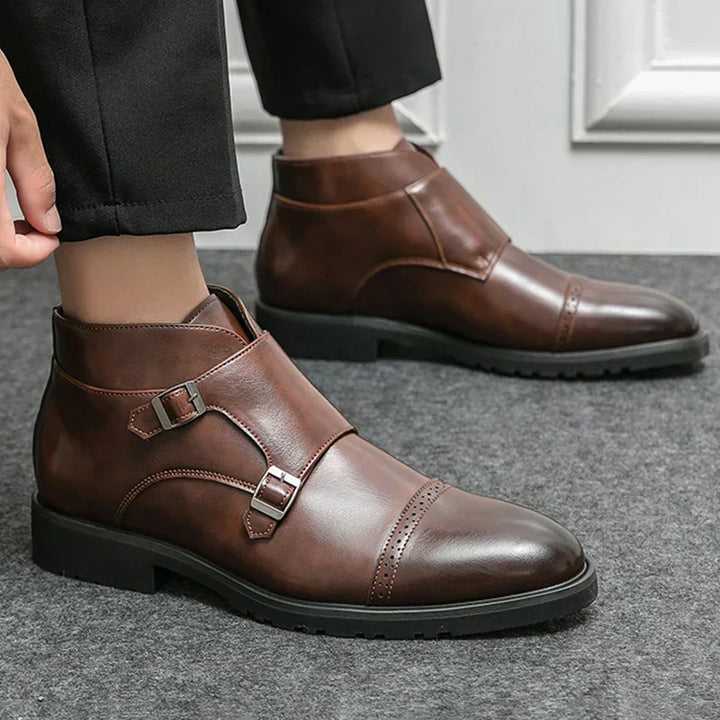 Alain | Stivaletto monk doppio in pelle con fibie