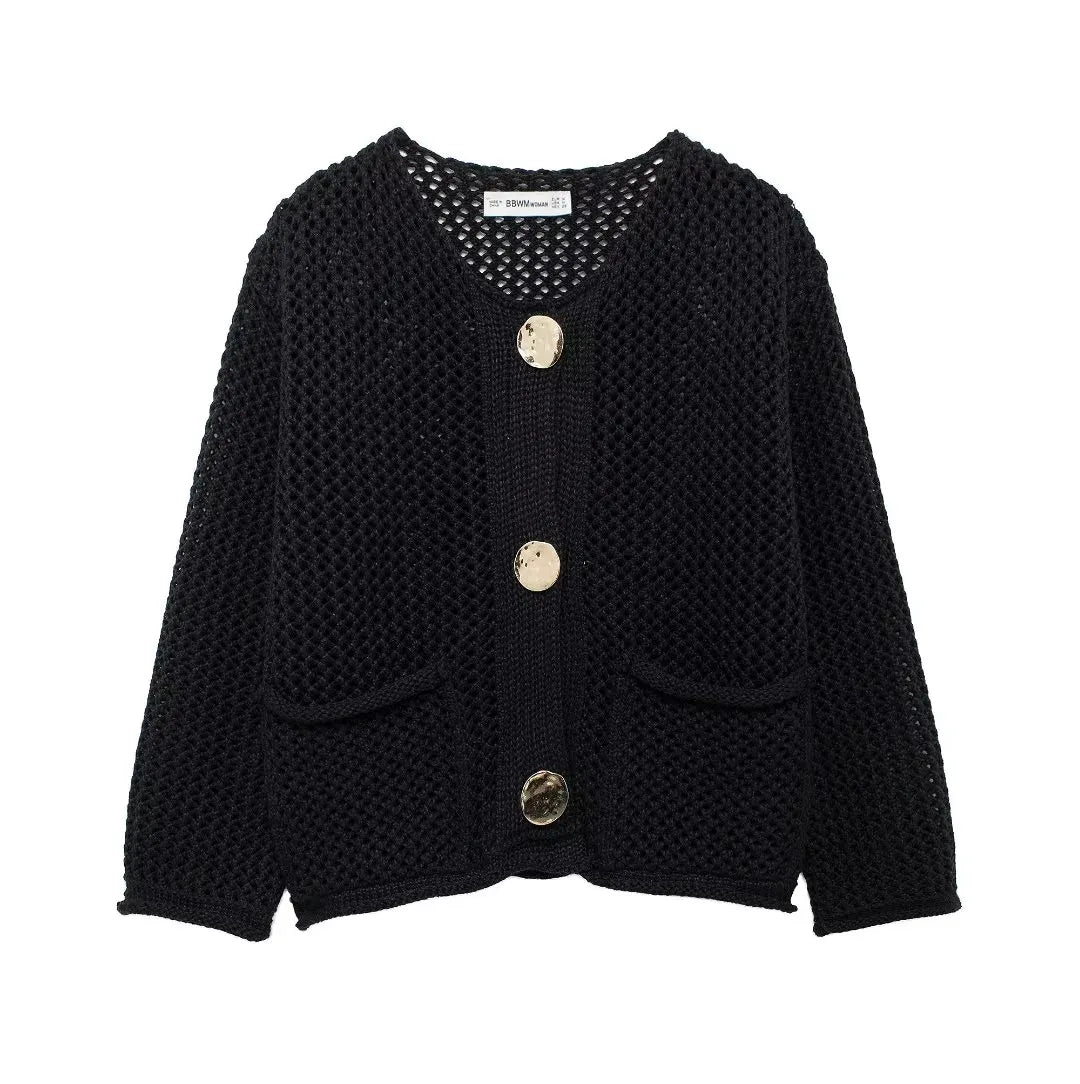 Violette | Cardigan in maglia con bottoni dorati