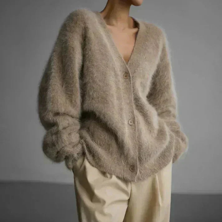 Helene | Cardigan in maglia peluche per taglie grandi