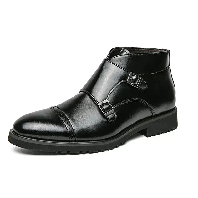 Alain | Stivaletto monk doppio in pelle con fibie