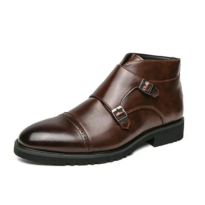 Alain | Stivaletto monk doppio in pelle con fibie