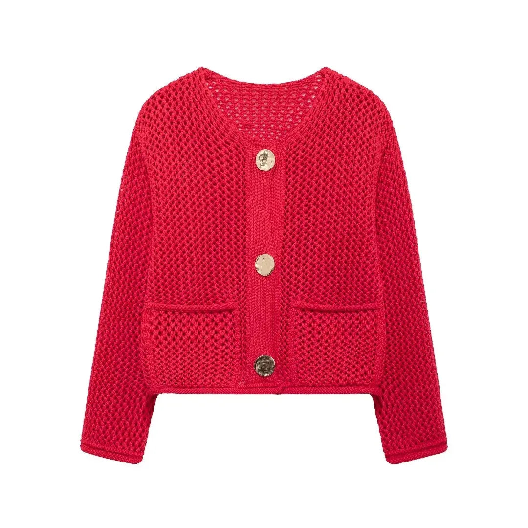 Violette | Cardigan in maglia con bottoni dorati