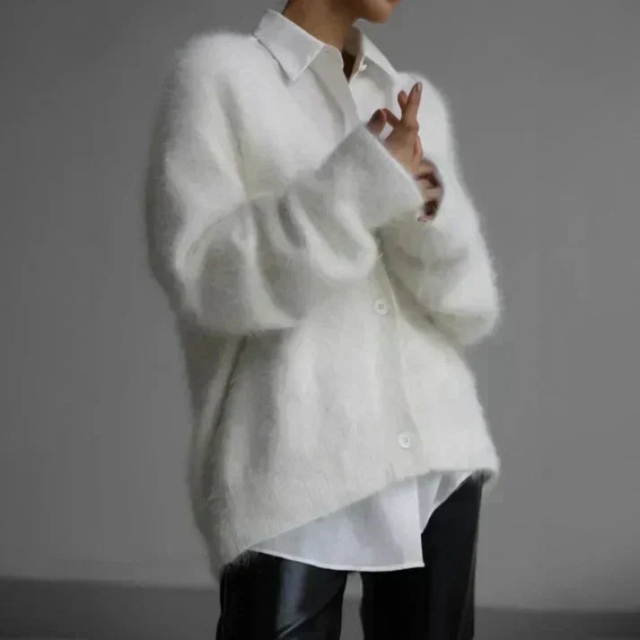 Helene | Cardigan in maglia peluche per taglie grandi