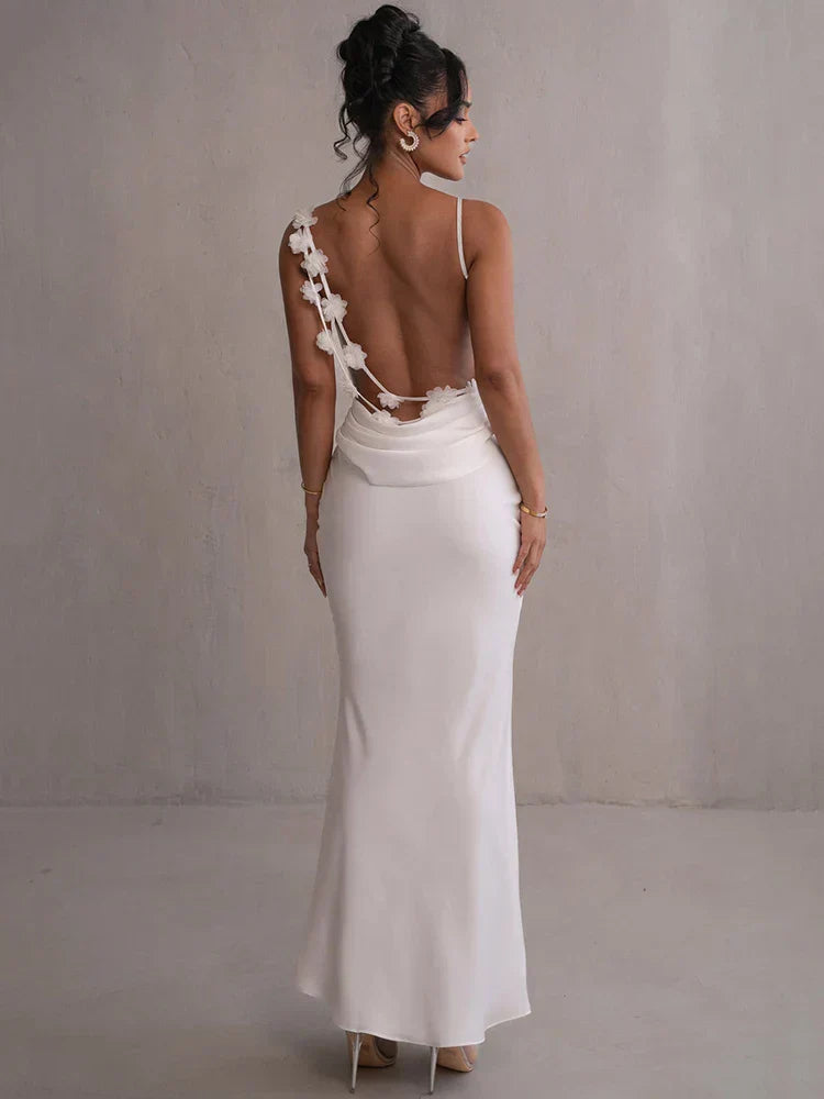 Romina | Maxi vestito floreale senza schiena