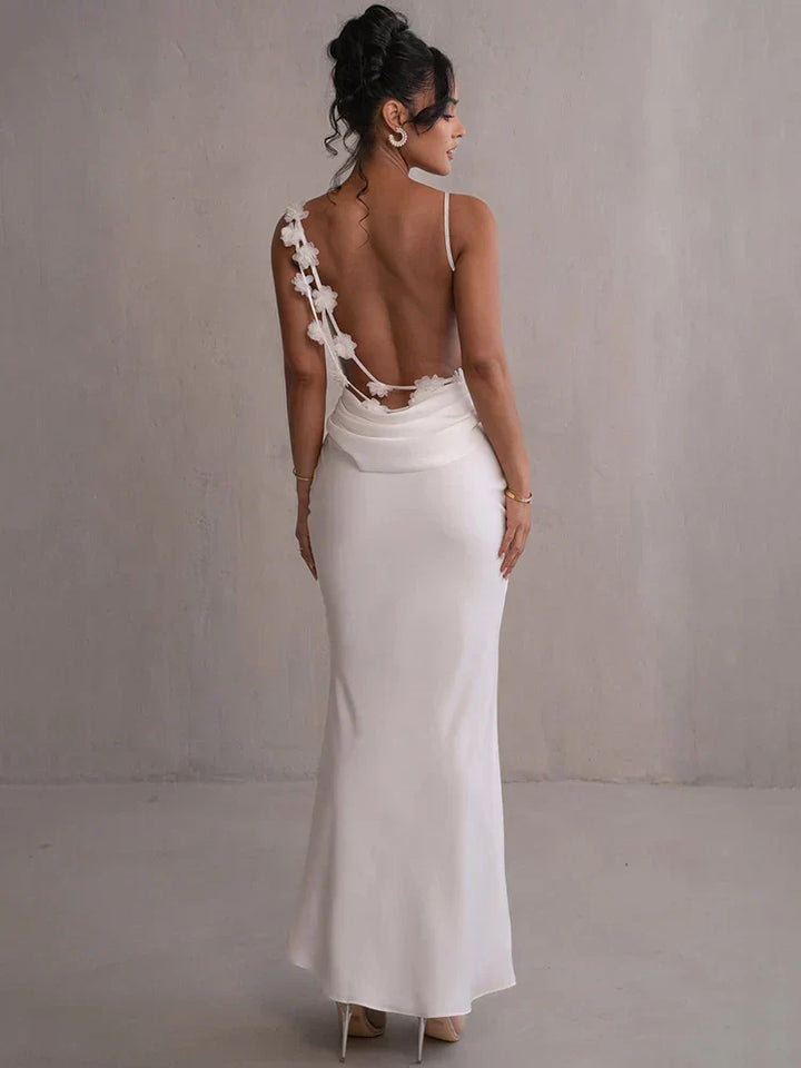 Romina | Maxi vestito floreale senza schiena
