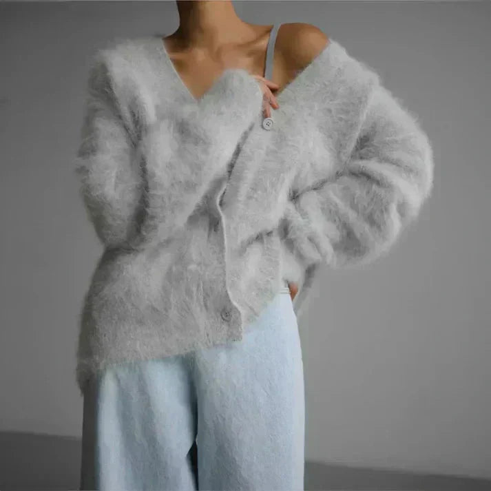 Helene | Cardigan in maglia peluche per taglie grandi