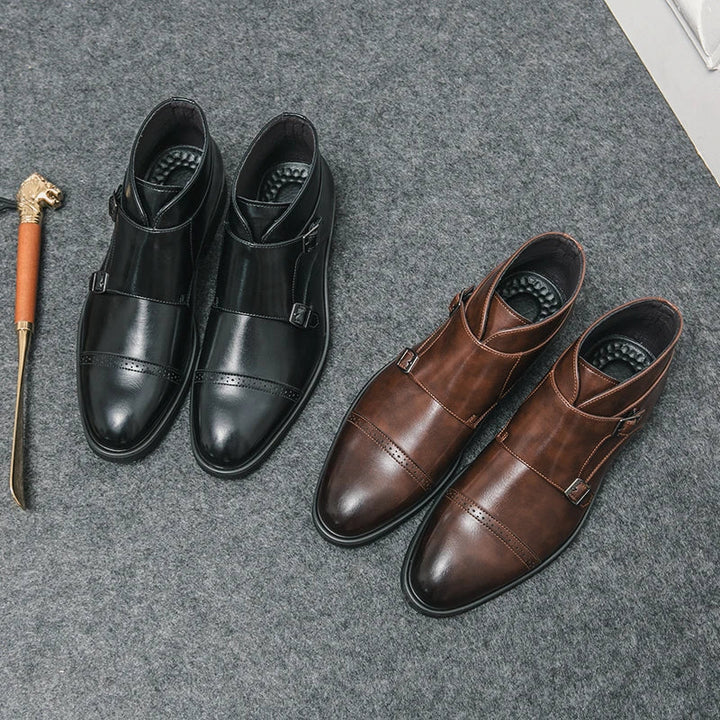 Alain | Stivaletto monk doppio in pelle con fibie