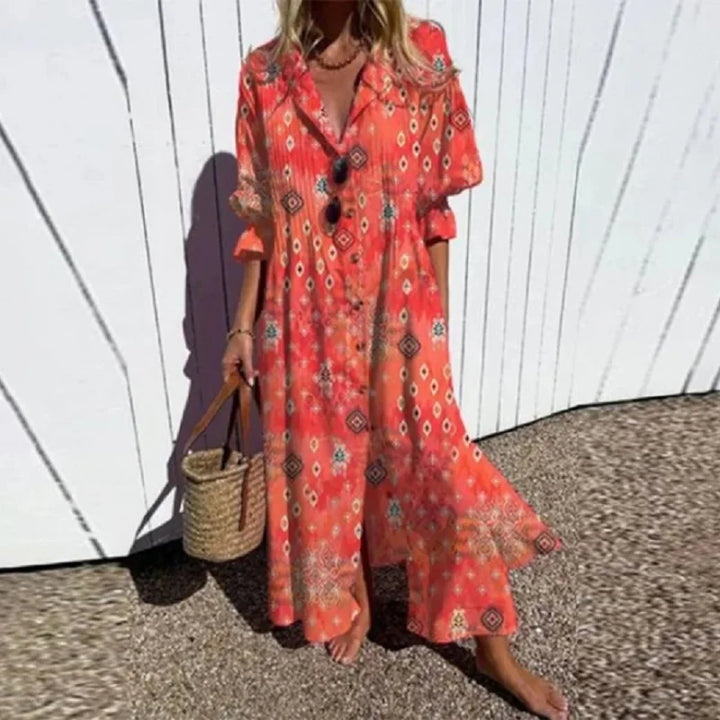Maisie | Vestito lungo bohemiano che valorizza la silhouette