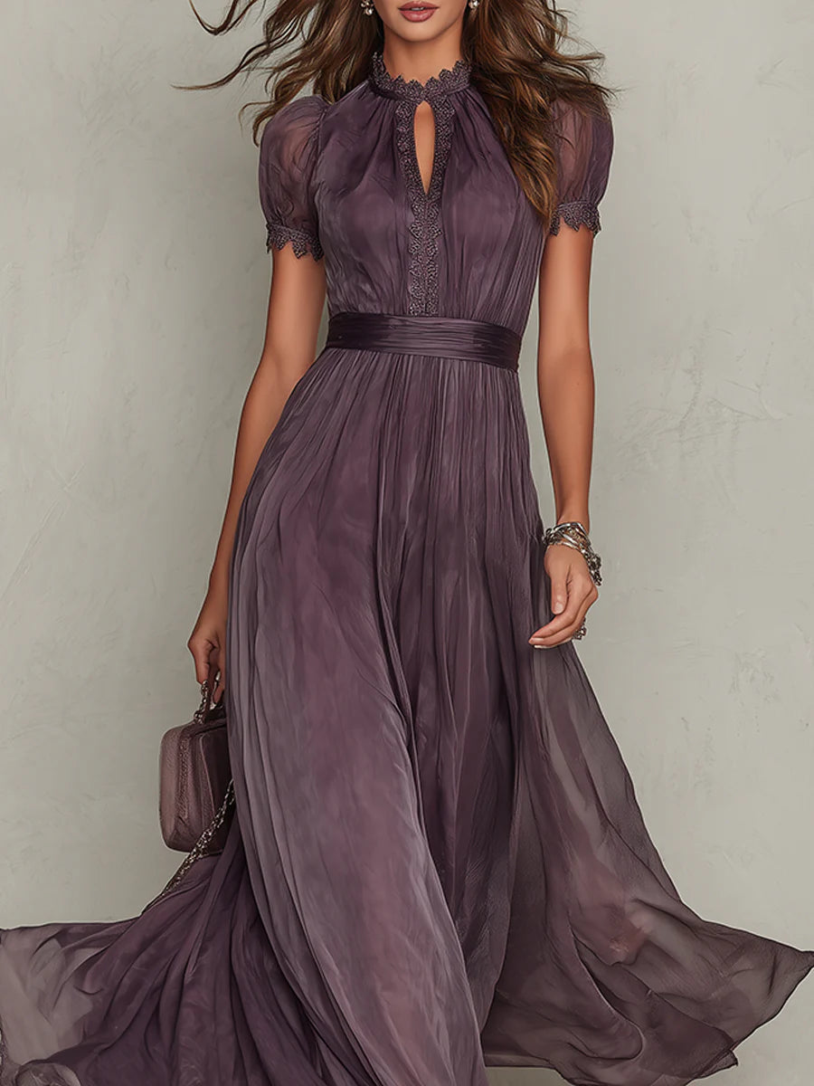 Flavia | Abito lungo viola con scollo a goccia
