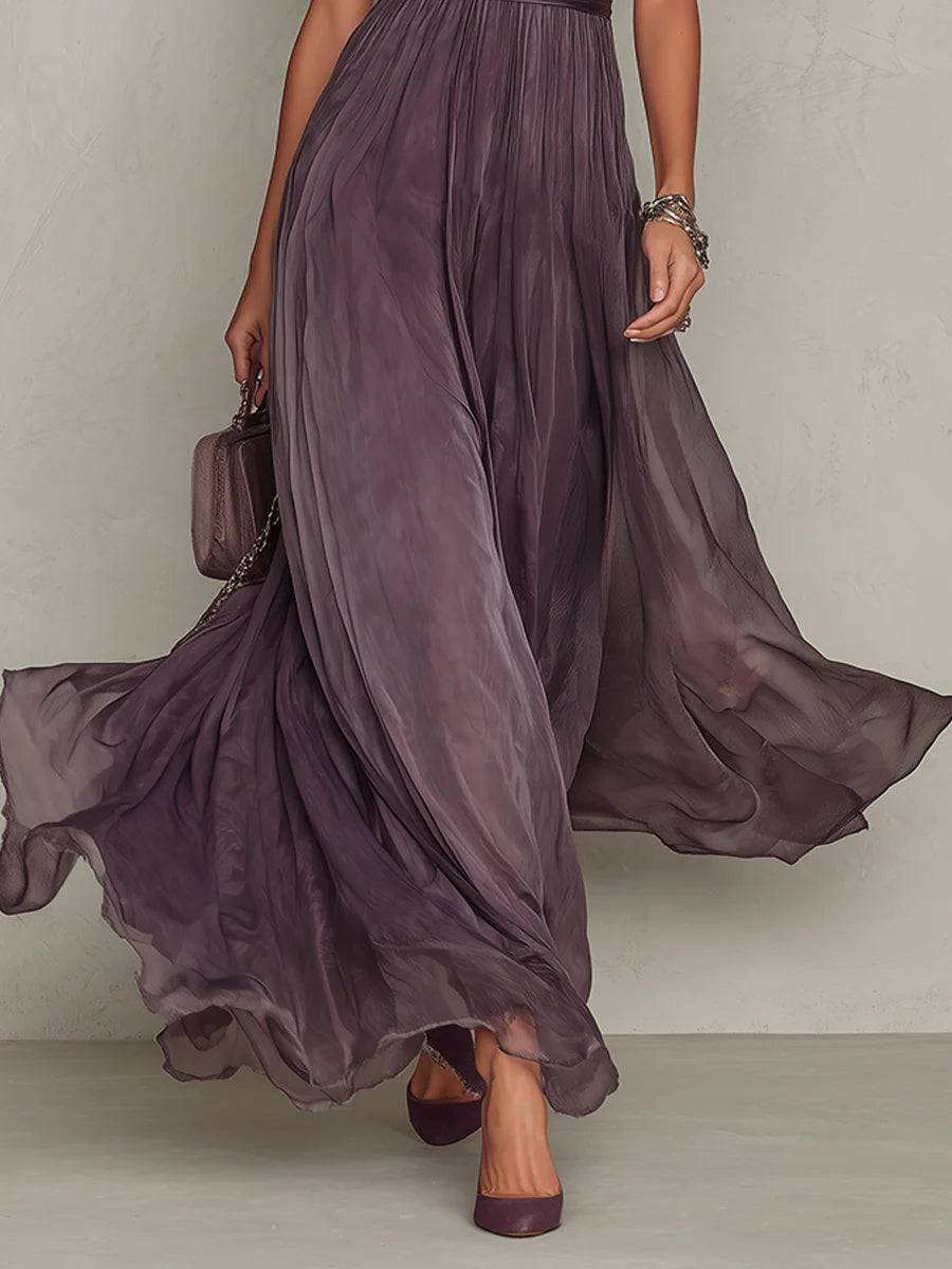 Flavia | Abito lungo viola con scollo a goccia