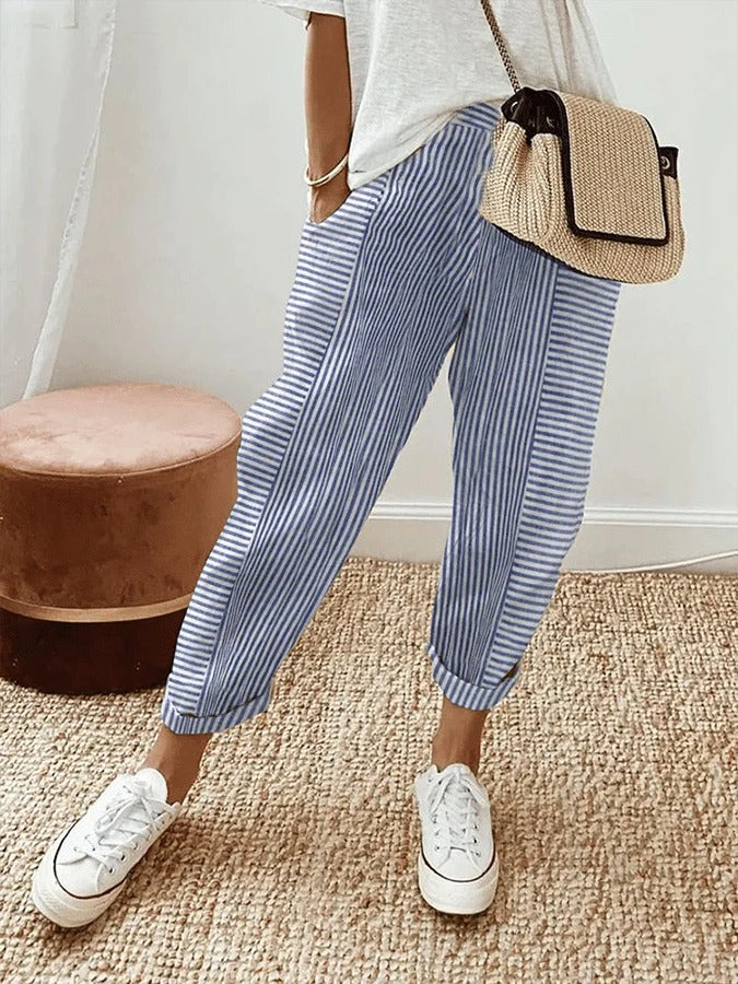 Gael | Pantaloni in lino a righe casual