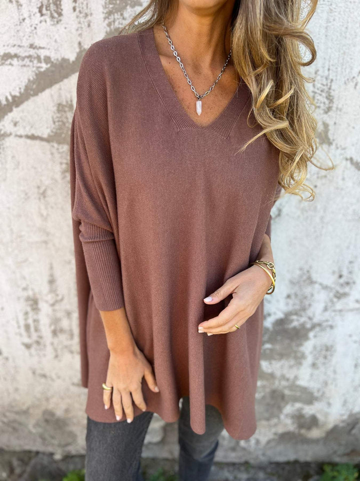 Céline | Giacca in maglia grossa con scollo a V e fodera calda