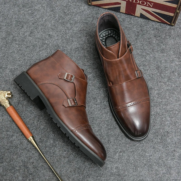 Alain | Stivaletto monk doppio in pelle con fibie