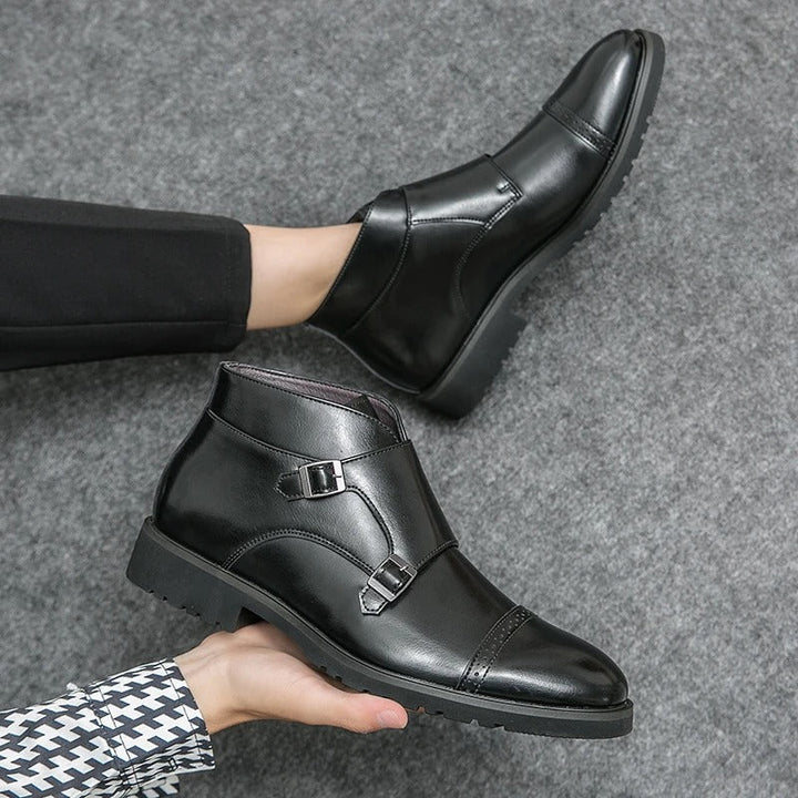 Alain | Stivaletto monk doppio in pelle con fibie