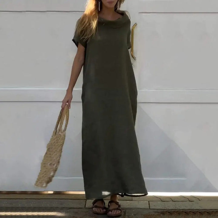 Lona | Vestito in effetto lino con colletto elegante