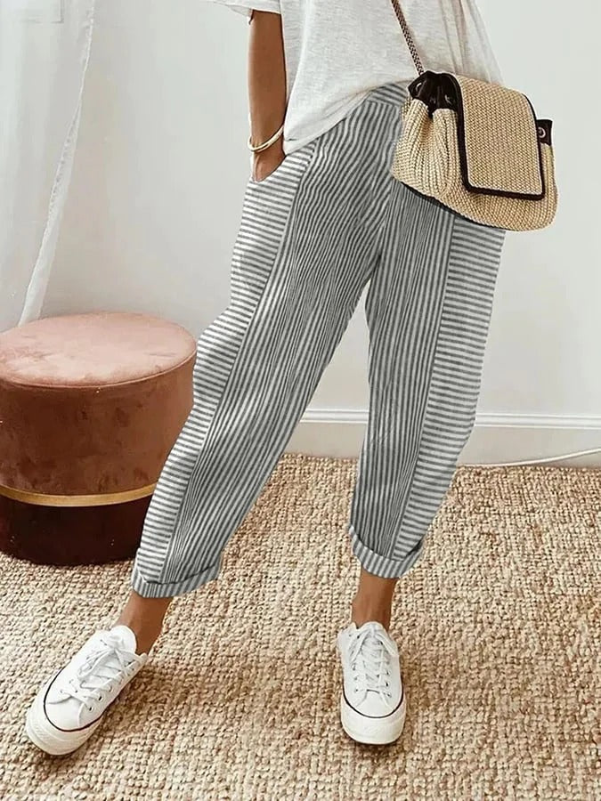 Gael | Pantaloni in lino a righe casual