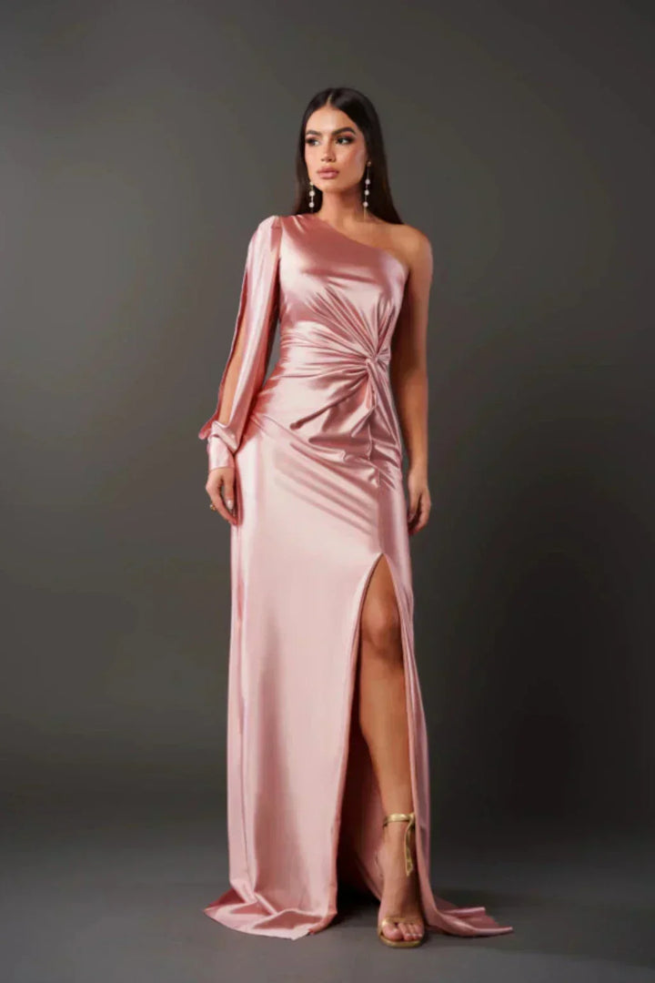 Araceli | Vestito in raso a manica unica