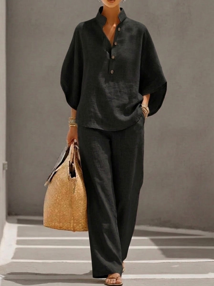 Mariel | Completo con blusa a maniche ampie e pantaloni palazzo