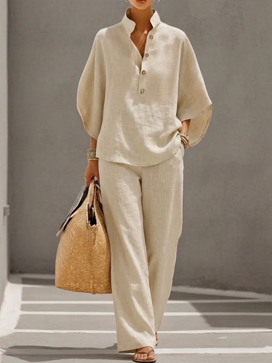 Mariel | Completo con blusa a maniche ampie e pantaloni palazzo
