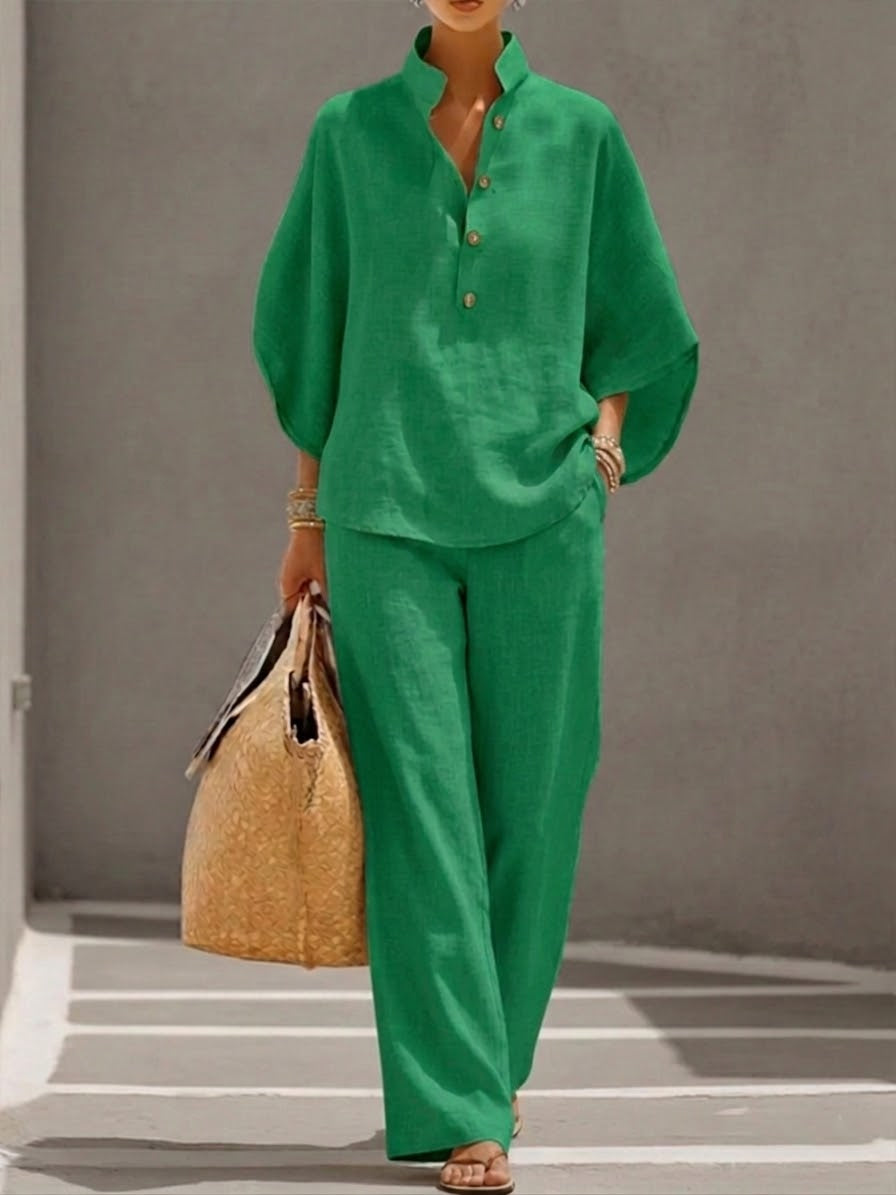 Mariel | Completo con blusa a maniche ampie e pantaloni palazzo