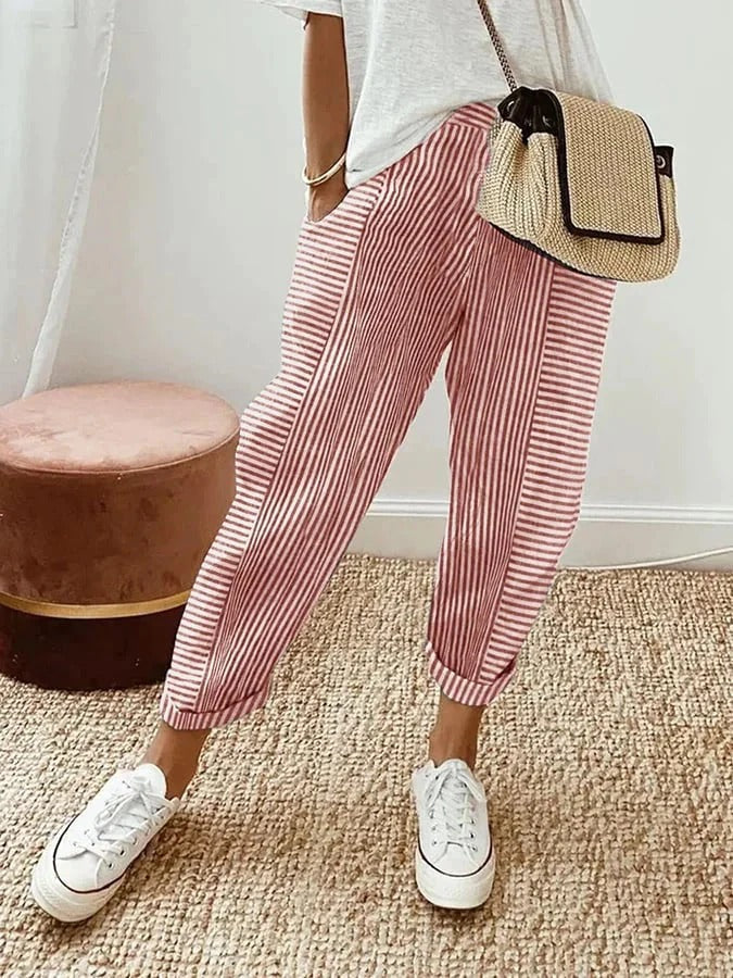 Gael | Pantaloni in lino a righe casual