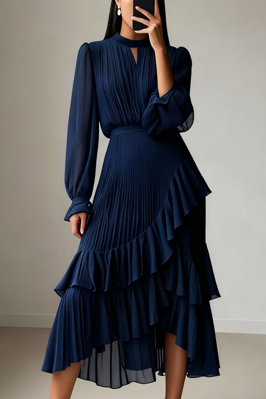 Lucia | Elegante abito midi plissettato con volant