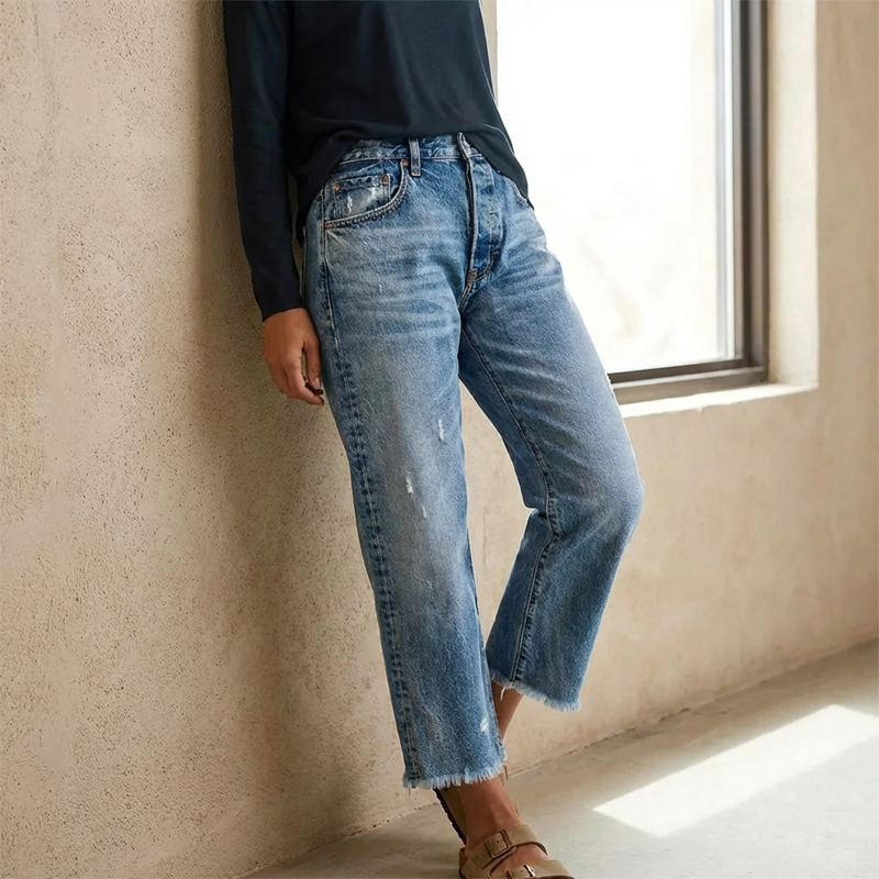 Simona | Jeans dritti corti retrò